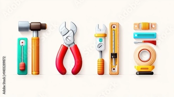 Fototapeta Engineering tool icon set concept. Clean and simple engineering tool icon set