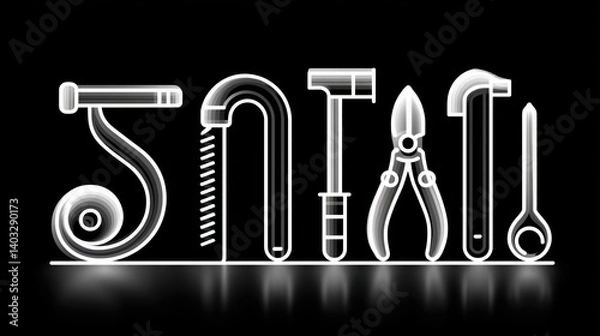 Fototapeta Engineering tool icon set concept. Engineering tool icon set with six sleek icons representing various tools