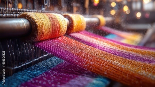 Obraz Colorful textile production process