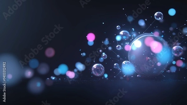 Obraz Exploding particles forming an abstract energy sphere in a black space, colorful fragments dispersing in slow motion, dynamic and vibrant digital effect.