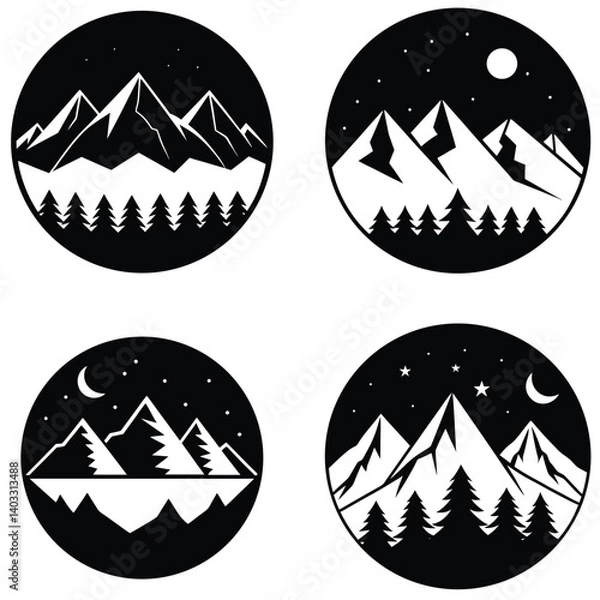 Fototapeta Summit Vector Silhouetted Bundle Set Collection