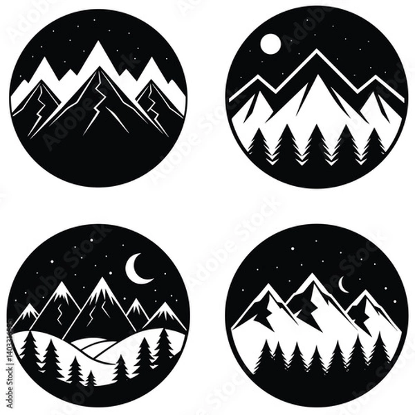 Fototapeta Summit Vector Silhouetted Bundle Set Collection