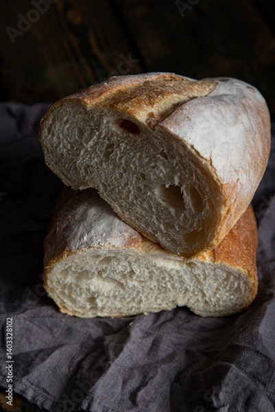 Obraz Fresh bread on a wooden table