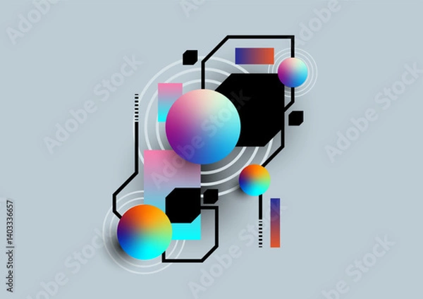 Fototapeta Geometric abstract technology location map background