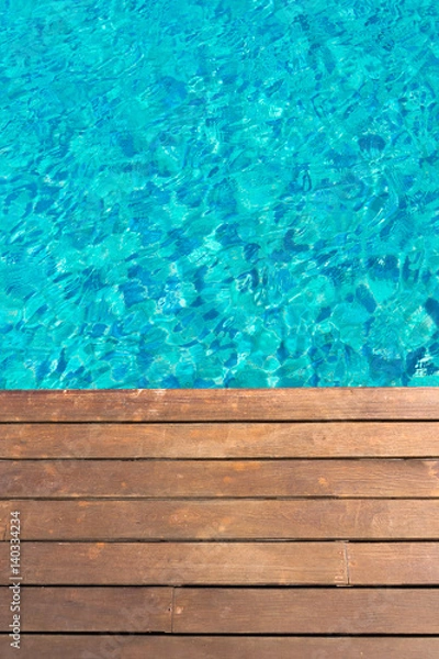 Obraz wooden platform -swimming pool background