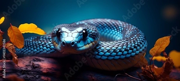 Obraz Cobra snake ready to pounce on its prey, ai generative