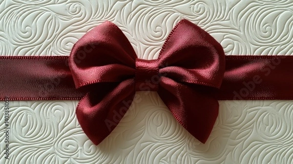Fototapeta Elegant Maroon Bow on Embossed Texture Background