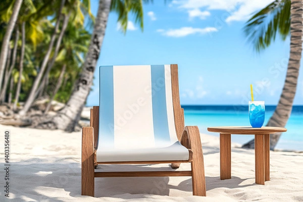Fototapeta Relaxing Beach Setup with Cocktail
