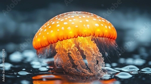 Obraz Luminous Jellyfish: A Mesmerizing Underwater Encounter