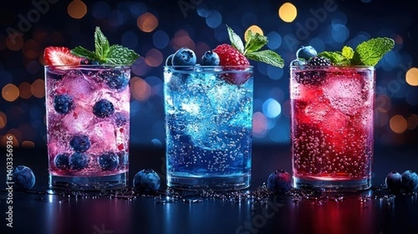 Obraz Three Refreshing Summer Berry Cocktails