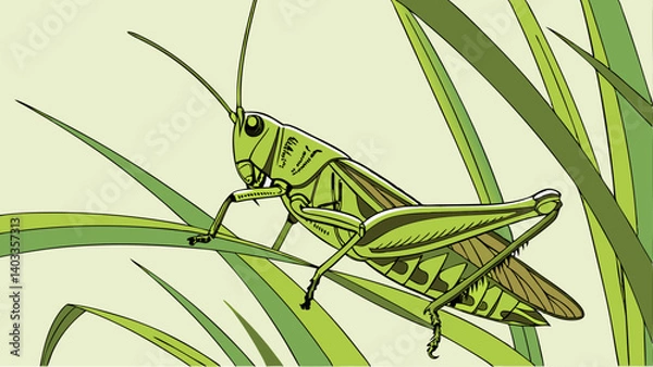 Obraz grasshopper on a leaf