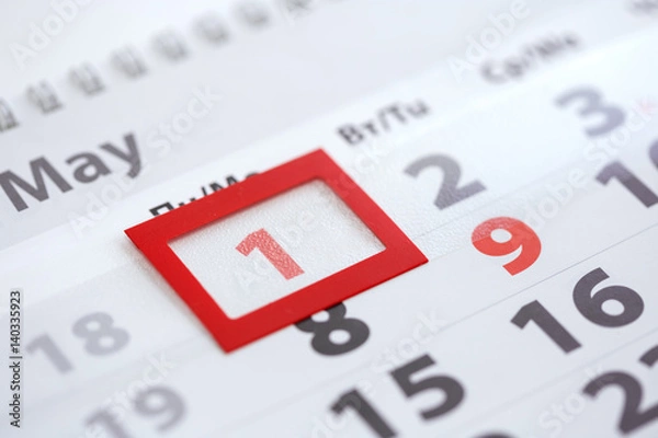 Fototapeta Calendar with the date of May 1