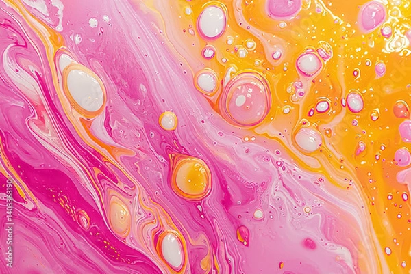 Fototapeta A pink and orange abstract fluid background