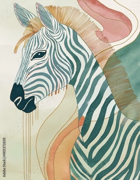 Fototapeta Zebra in lighter colors illustration 