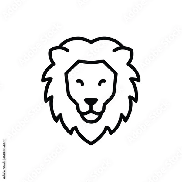Fototapeta Minimalist Lion Head Vector Illustration Outlined Black And White Emblem Design