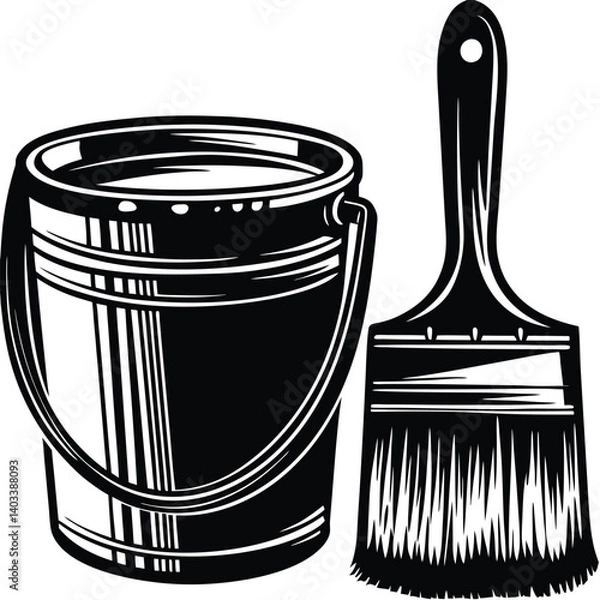 Obraz set-of-paint-bucket-and-brush-silhouette-vector-im (4).eps