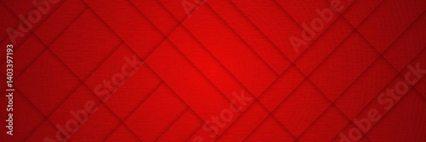 Obraz Red banner suitable for social networks with modern geometric shapes. Horizontal background, headers, posters, cards, website. Vector illustration