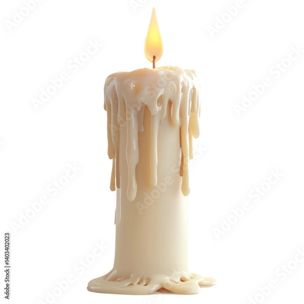 Fototapeta Burning candle with wax melting down against a black background perfect for ambiance
