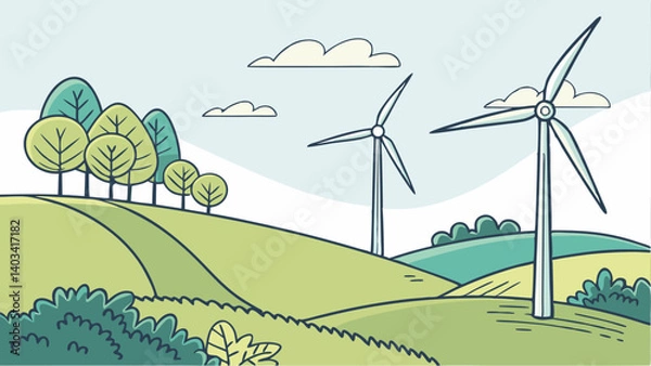 Obraz wind turbines farm