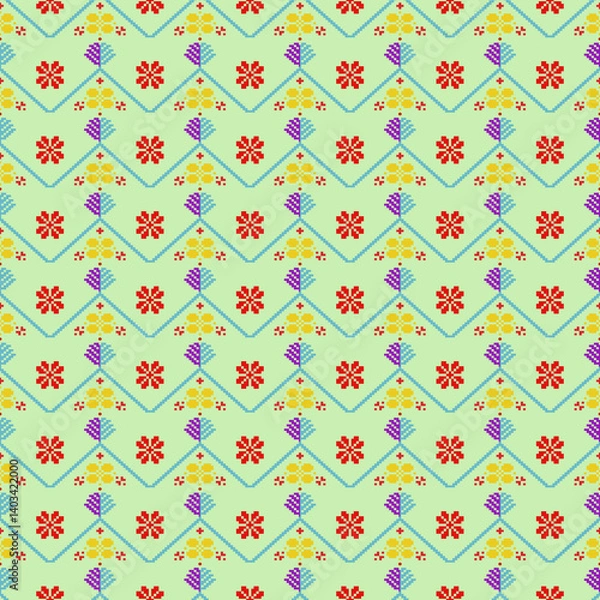 Obraz Beautiful vintage seamless pattern design by geometric 