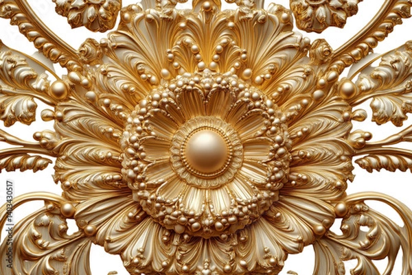 Obraz Opulent Gold Rococo Ornament Intricate Floral Design Luxurious Gilded Detail Elegant Rich Textures