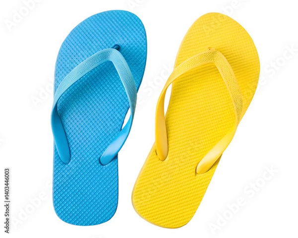 Fototapeta Colorful Pair of Flip-Flops Sitting Side by Side for a Fun Summer Vibe