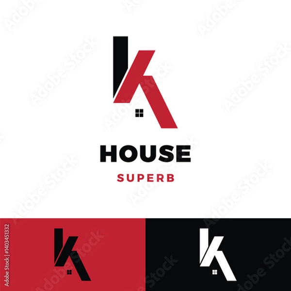 Fototapeta initial letter k house icon logo design template