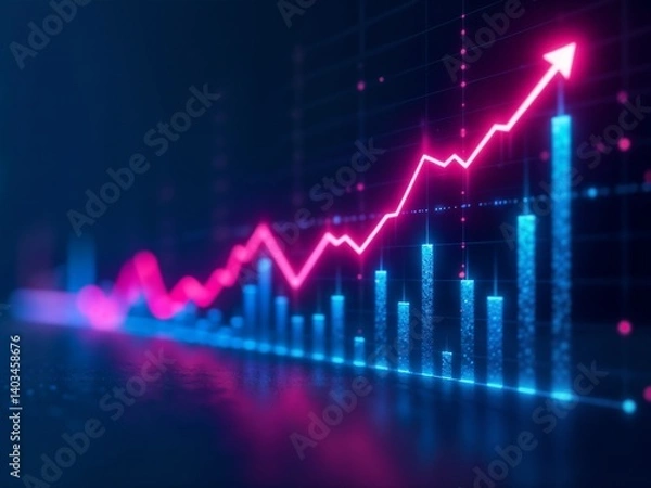 Fototapeta Futuristic Business Growth Chart with Light Effects Ai-Generated