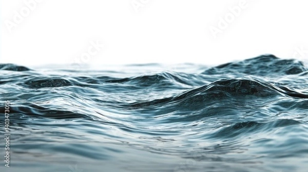 Fototapeta Calm ocean waves gently rolling under a serene, clear sky.