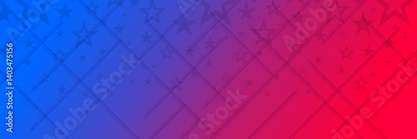 Obraz Web banner with elements of the American national flag, many stars. Decorative USA banner suitable for background, headers, posters, cards, website. Vector illustration