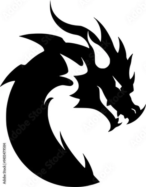 Obraz Dragon - Black and White Isolated Icon - Vector illustration