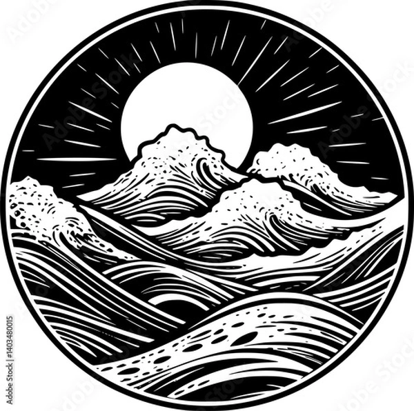 Obraz Sea - Black and White Isolated Icon - Vector illustration