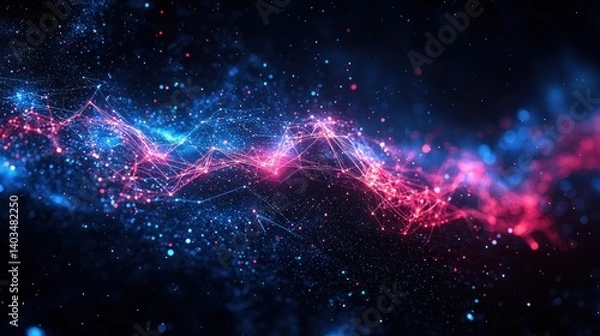 Fototapeta Abstract Nebula: Digital Art of Cosmic Network