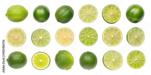 Obraz various limes isolated on transparent background