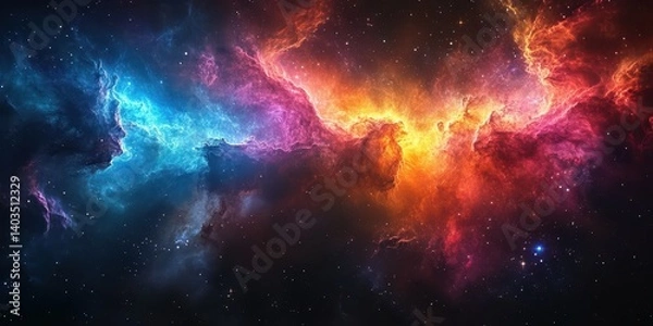 Fototapeta Stunning cosmic swirl of colors in deep space captures the grandeur of the universe during a stellar formation