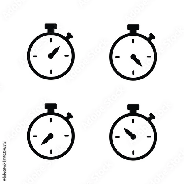 Fototapeta Stop Watch icon with different postion on white round vector button