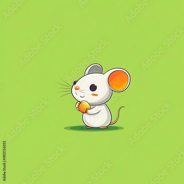 Fototapeta Mouse holding a tiny peanut