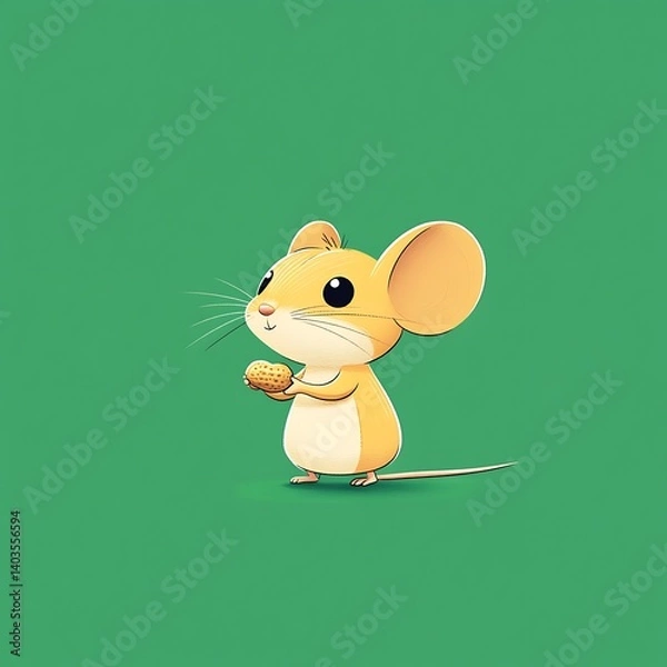 Fototapeta Mouse holding a tiny peanut