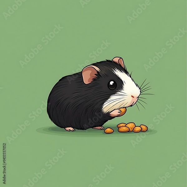 Fototapeta Guinea pig nibbling on food