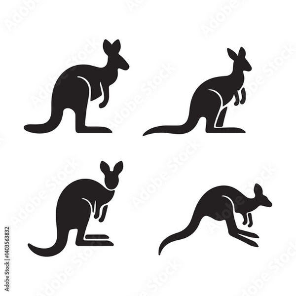 Fototapeta kangaroo silhouettes vector