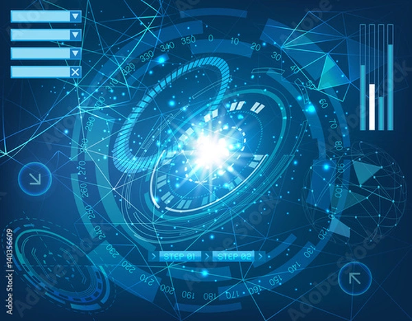 Fototapeta vector illustration of futuristic technological circuit 