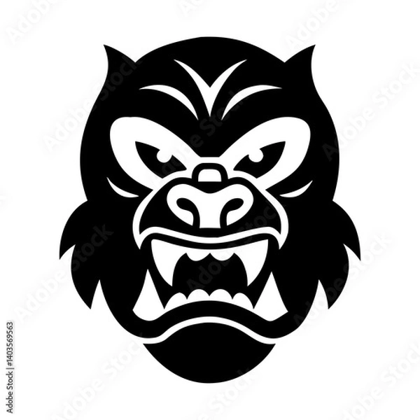 Obraz old king bearded monkey gorilla face vector logo design 
