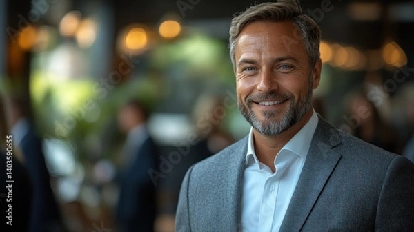 Fototapeta Portrait of a Confident and Successful Middle-Aged Businessman