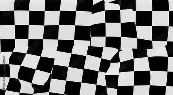 Fototapeta A checkered tapestry of victory and defeat Crumbled finish line Black and white chaos The Weight of a Thousand Races Unfurled ambition AI Generated