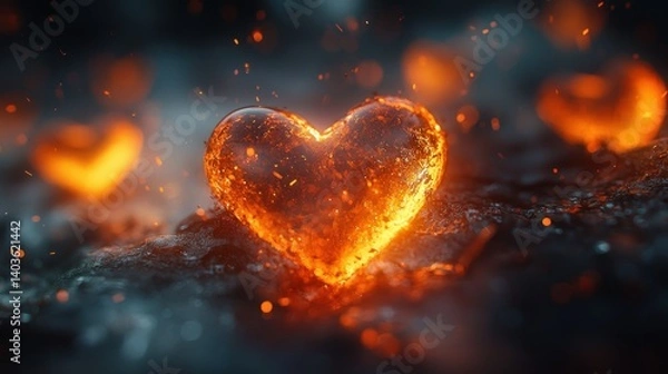 Obraz Fiery Heart: A Burning Symbol of Passion and Love
