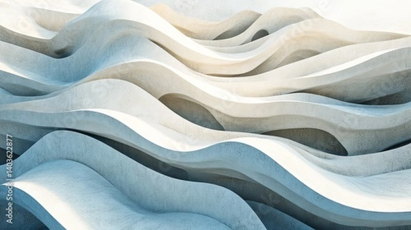 Fototapeta Abstract wavy background texture design white and blue color modern art illustration wallpaper pattern design