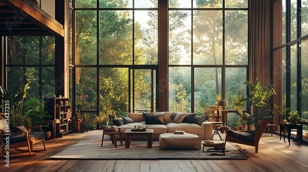 Obraz Sophisticated design and light merge in evening architecture high resolution picture