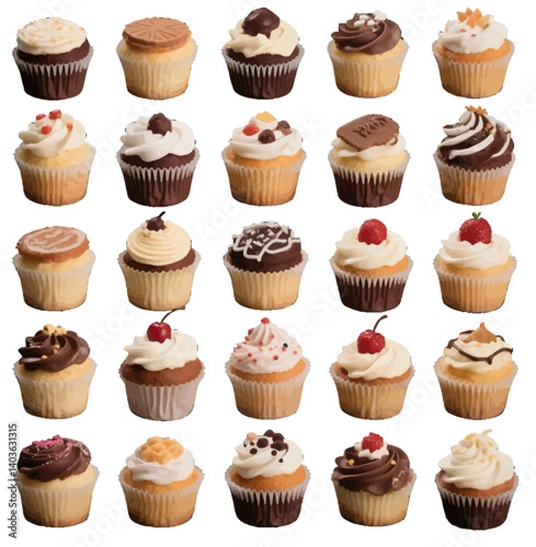 Fototapeta 纸杯蛋糕甜点甜品食物巧克力水果抹茶