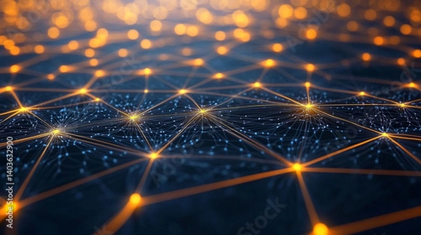Fototapeta Complex network of interconnected nodes and lines.