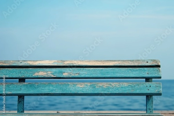 Fototapeta Wooden bench by ocean